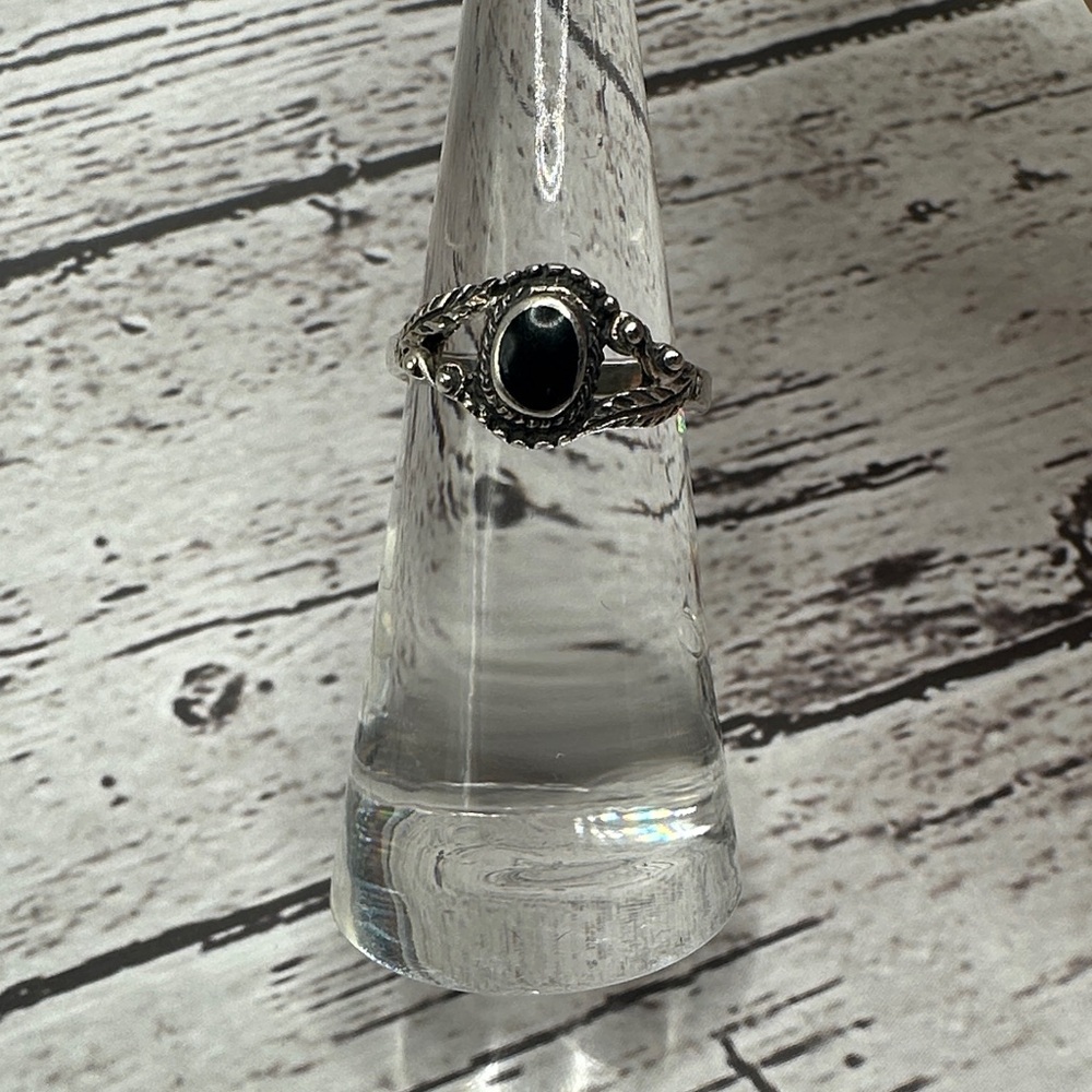 Sterling & Black Onyx Accent Ring for Women